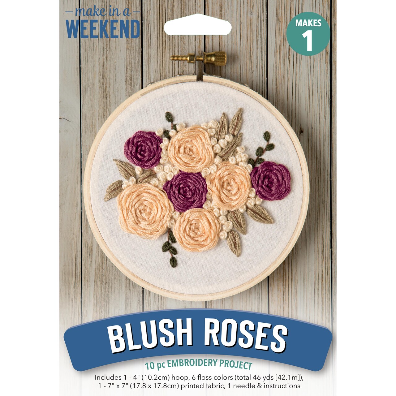 Leisure Arts Embroidery Kit 6" Blush Rose- Embroidery Kit For Beginners - For Adults - Cross Stitch Kits Cross Stitch Kits Beginners Patterns